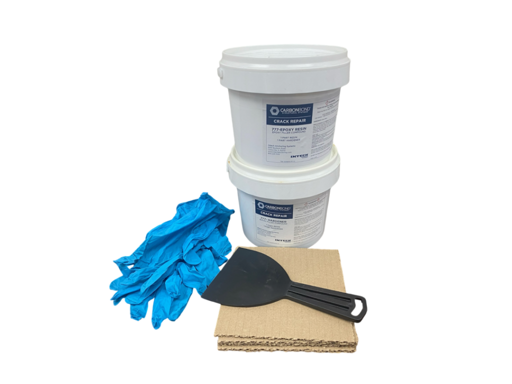 A carbon fiber wall brace, filler compound, and epoxy kit for repairing and reinforcing basement foundation walls.