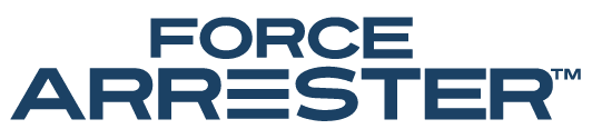 Logo or text graphic reading 'FORCE ARRESTER' in blue, blocky, pixelated font.