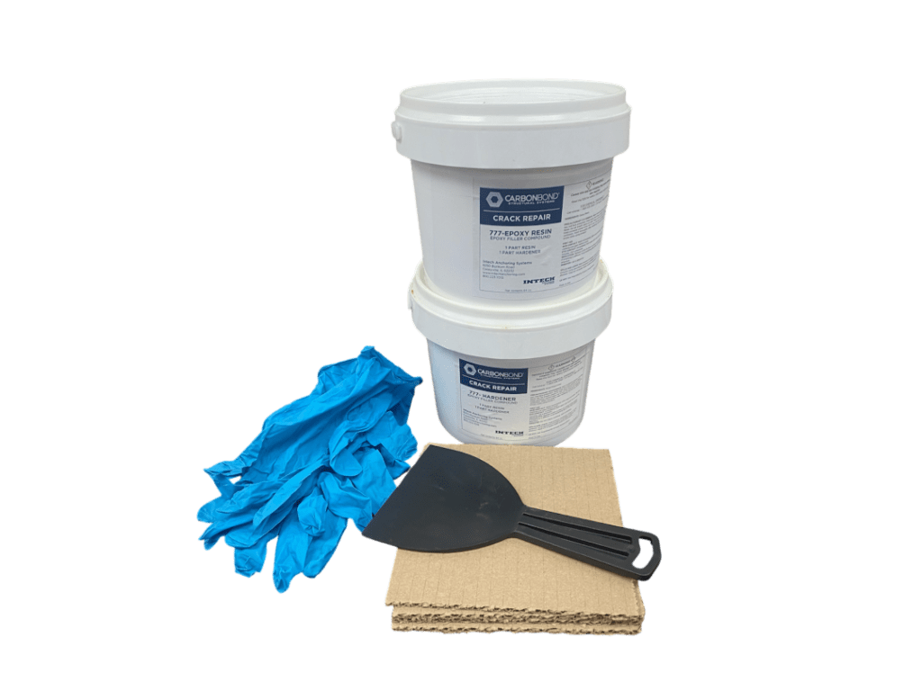 A carbon fiber wall brace, filler compound, and epoxy kit for repairing and reinforcing basement foundation walls.