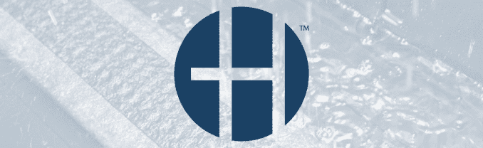 Hydraway logo, featuring a dark teal circle with a white stylized 'H' or cross shape, set against a light textured background with diagonal stripes.